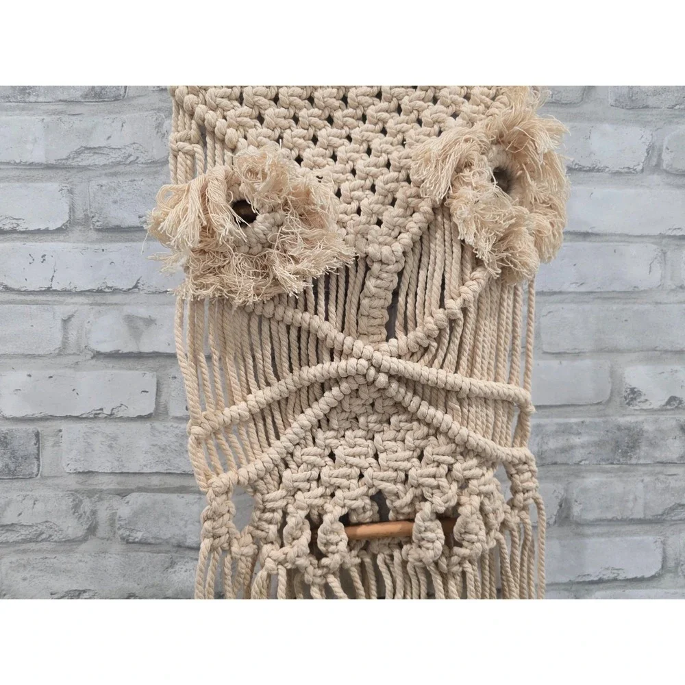 Owl Macrame Wall Hanging Handmade Woven Tapestry Boho Art Home Decor Tassel 70s